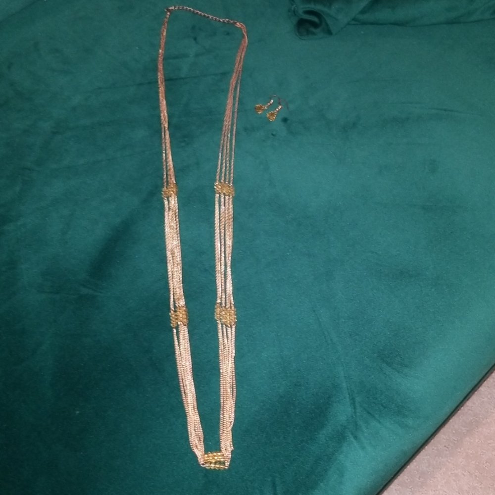 Gold toned Paparazzi Necklace & Earring set